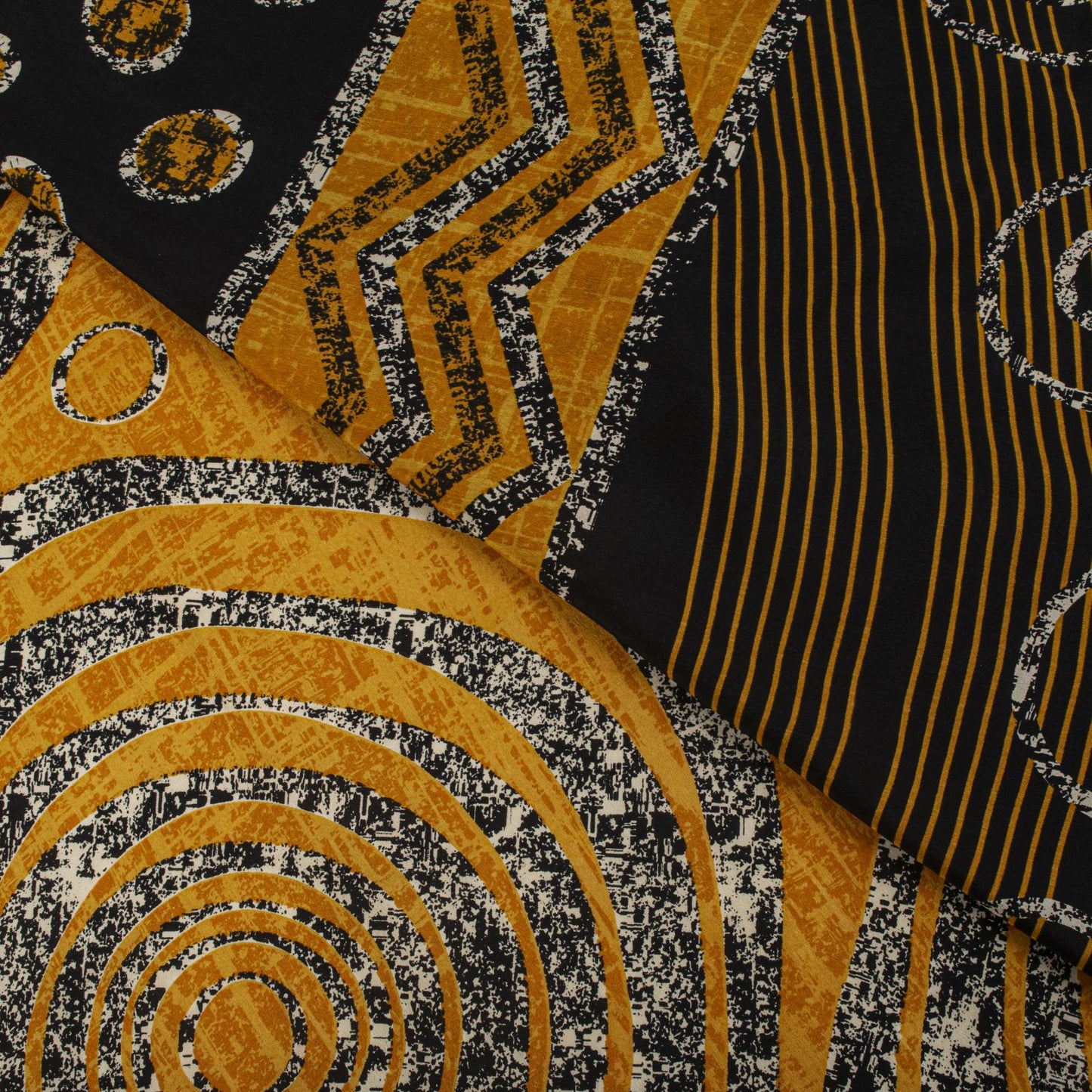 Sanskriti Vintage Saree Yellow Pure Crepe Geometric Print Sari 5.5+Yard Fabric