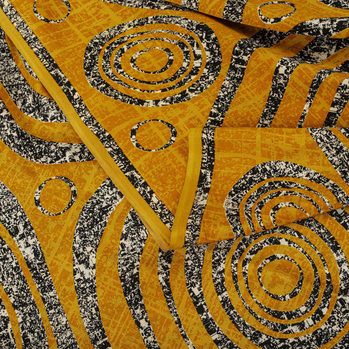 Sanskriti Vintage Saree Yellow Pure Crepe Geometric Print Sari 5.5+Yard Fabric