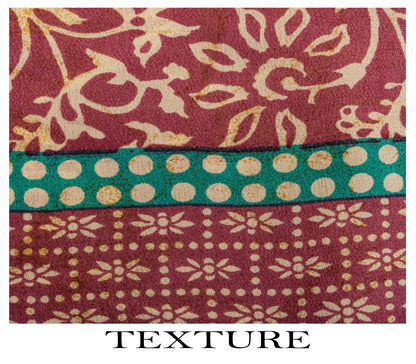 Sanskriti Vintage Saree Pink Blend Crepe Floral Print Sari 5.5+Yard Craft Fabric