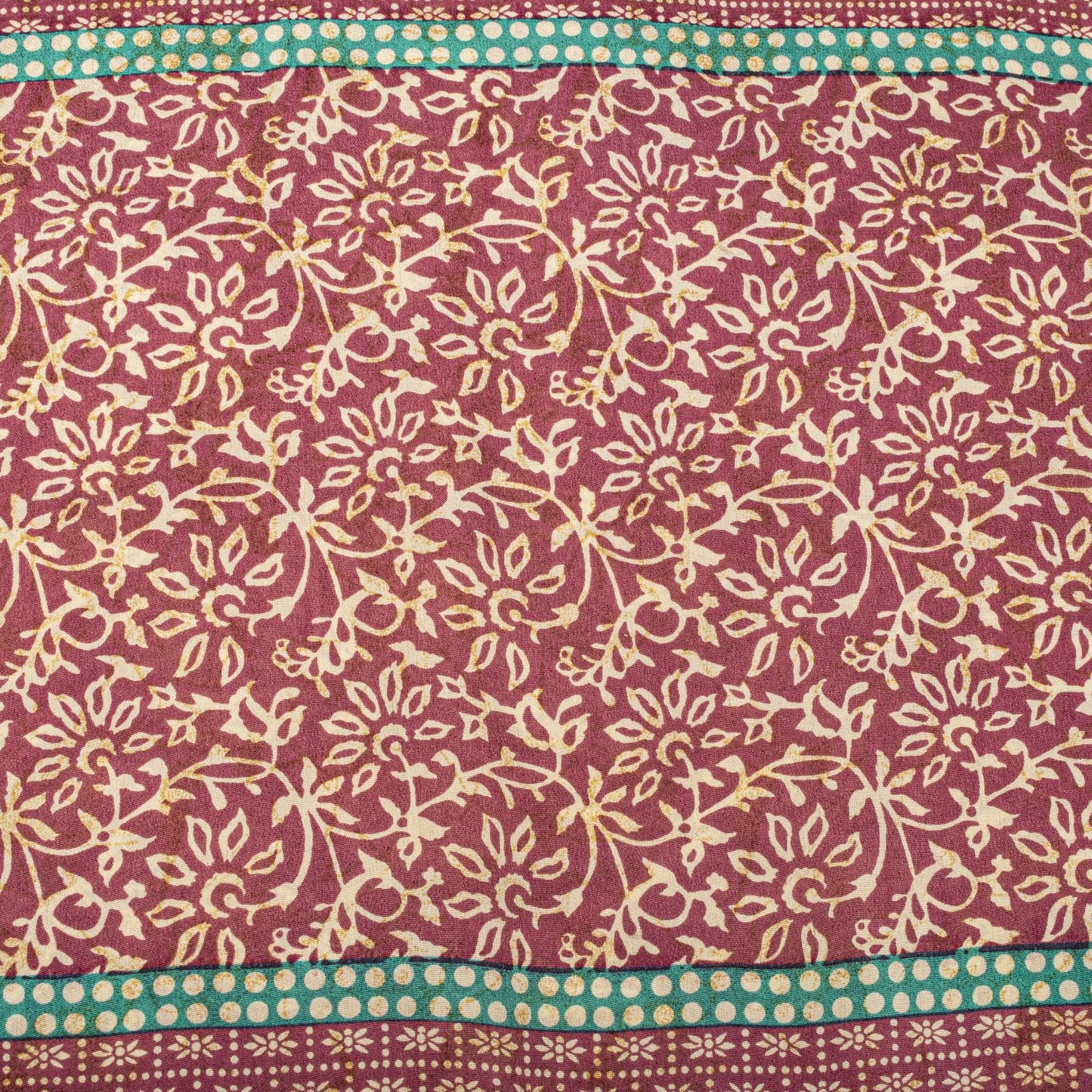 Sanskriti Vintage Saree Pink Blend Crepe Floral Print Sari 5.5+Yard Craft Fabric