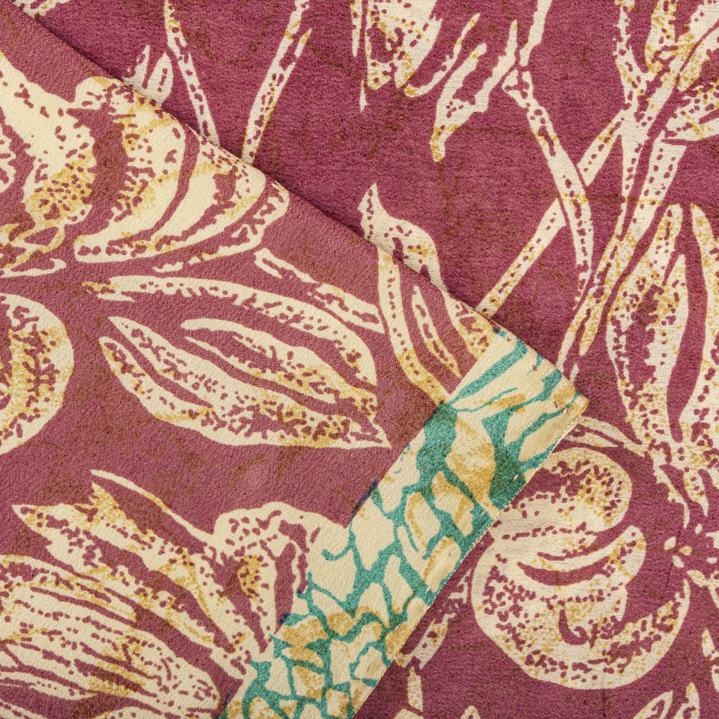 Sanskriti Vintage Saree Pink Blend Crepe Floral Print Sari 5.5+Yard Craft Fabric