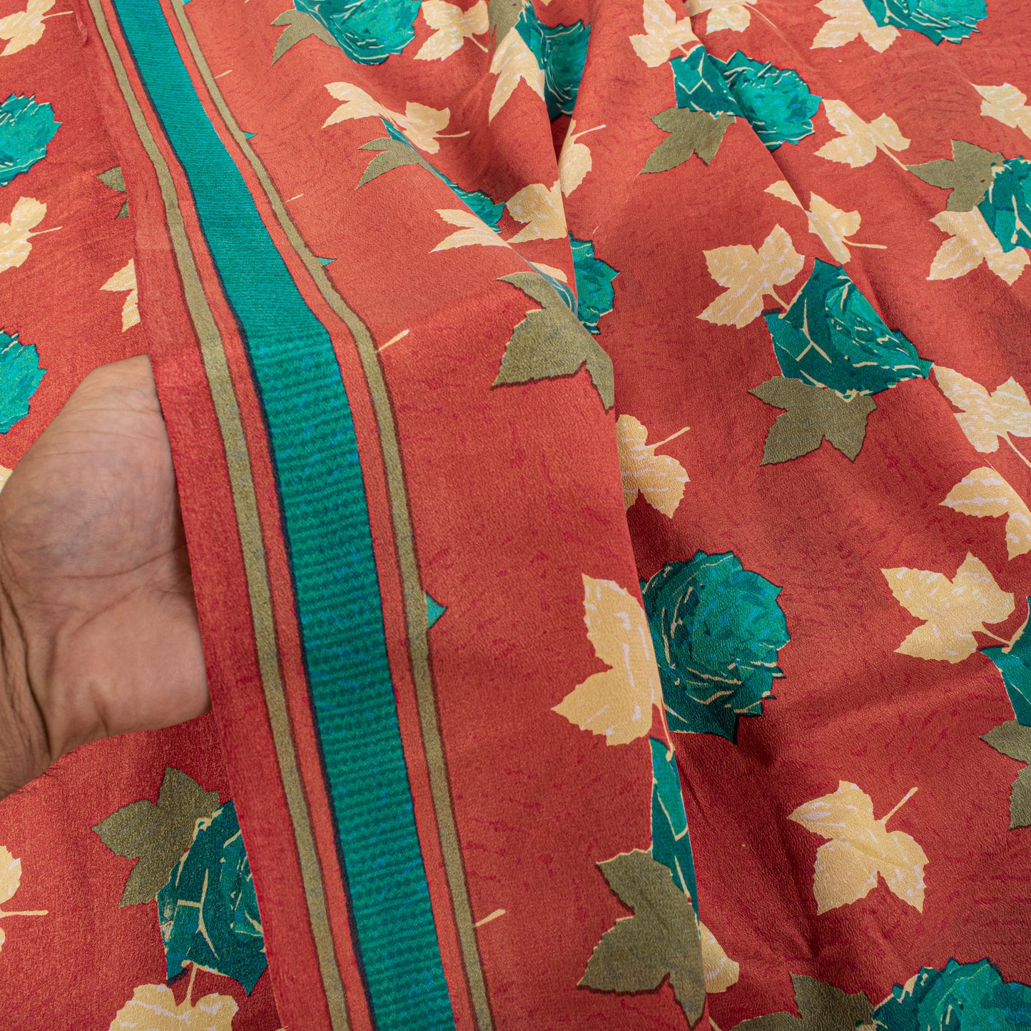 Sanskriti Vintage Saree Pink Pure Crepe Silk Digital Print Sari 5.5+Yard Fabric