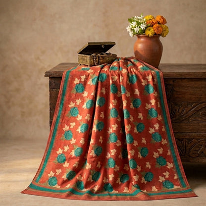 Sanskriti Vintage Saree Pink Pure Crepe Silk Digital Print Sari 5.5+Yard Fabric