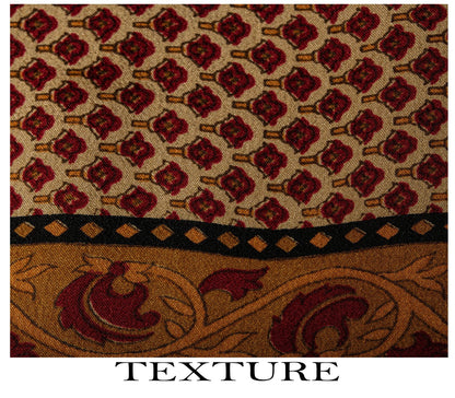Sanskriti Vintage Saree Brown Pure Crepe Floral Print Sari 6.5+Yard Craft Fabric