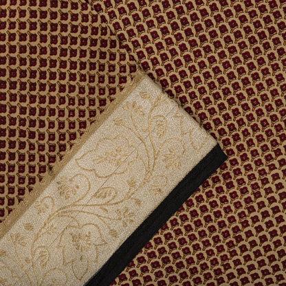 Sanskriti Vintage Saree Brown Pure Crepe Floral Print Sari 6.5+Yard Craft Fabric