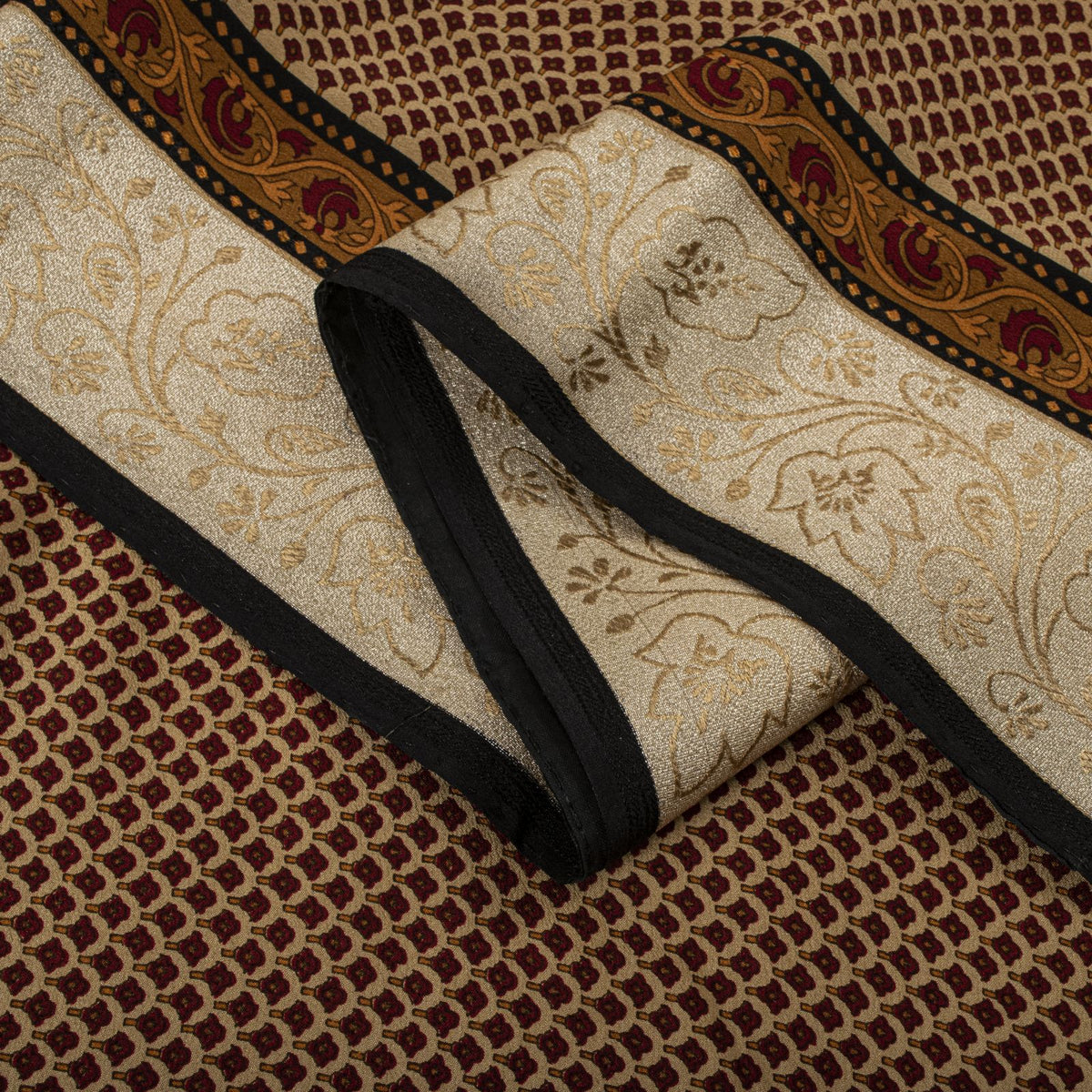 Sanskriti Vintage Saree Brown Pure Crepe Floral Print Sari 6.5+Yard Craft Fabric