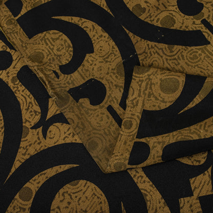 Sanskriti Vintage Saree Ivory Pure Crepe Silk Abstract Print Sari 5.5Yard Fabric