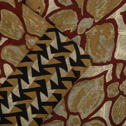 Sanskriti Vintage Saree Brown 100% Pure Crepe Floral Print Sari 5.5+Yard Fabric