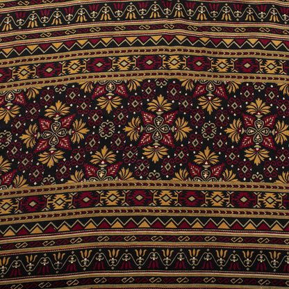 Sanskriti Vintage Saree Maroon 100% Pure Crepe Geometric Print Sari 6+Yd Fabric