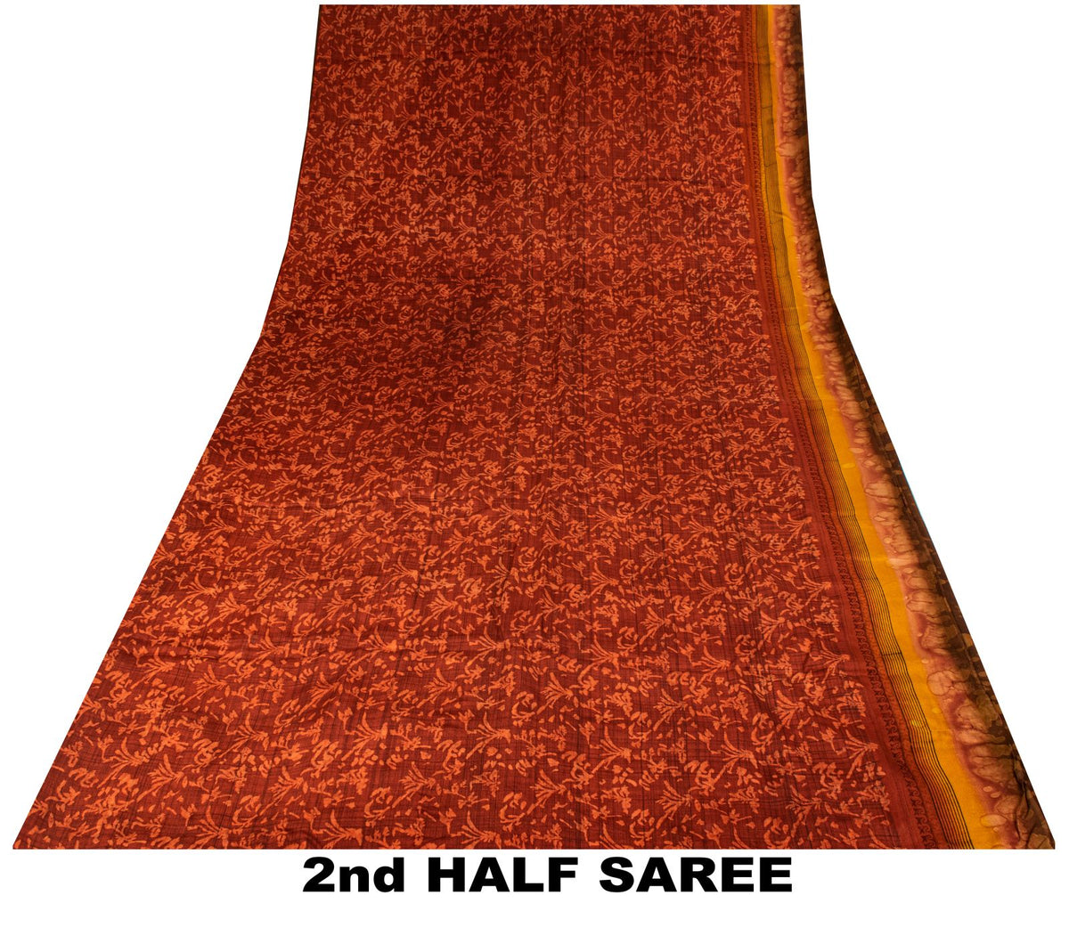 Sanskriti Vintage Saree Maroon-Beige Pure Crepe Floral Print Sari 5+Yard Fabric