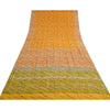 Sanskriti Vintage Yellow Sarees 100% Pure Crepe Silk Printed Sari 5 Yard Sustainable Fabric
