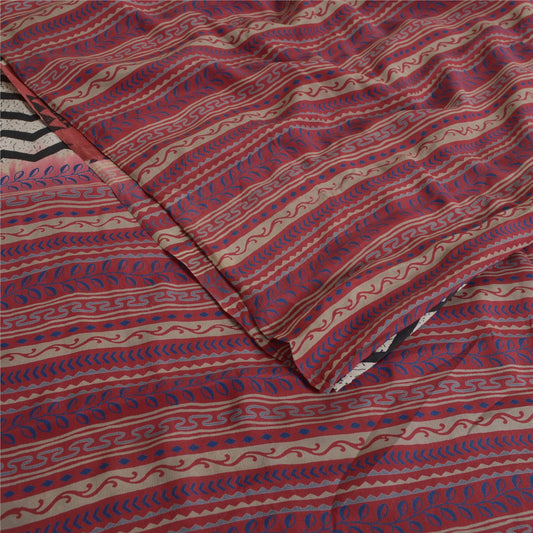 Sanskriti Vintage Multi Color Sarees 100% Pure Crepe Silk Printed Sari Sustainable Fabric