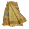 Sanskriti Vintage Indian Sarees Printed Pure Crepe Silk Sari Craft Soft Fabric