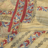 Sanskriti vintage Printed Cream Indian Pure Crepe Silk Sarees Sari Craft Sustainable Fabric