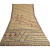 Sanskriti vintage Printed Cream Indian Pure Crepe Silk Sarees Sari Craft Sustainable Fabric