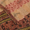 Sanskriti Vintage Printed 100% Pure Crepe Silk Sarees Cream Sari Craft Fabric