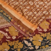Sanskriti Vintage Printed 100% Pure Crepe Silk Sarees Brown Sari Craft Fabric