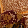 Sanskriti Vintage Printed 100% Pure Crepe Silk Sarees Brown Sari Craft Fabric