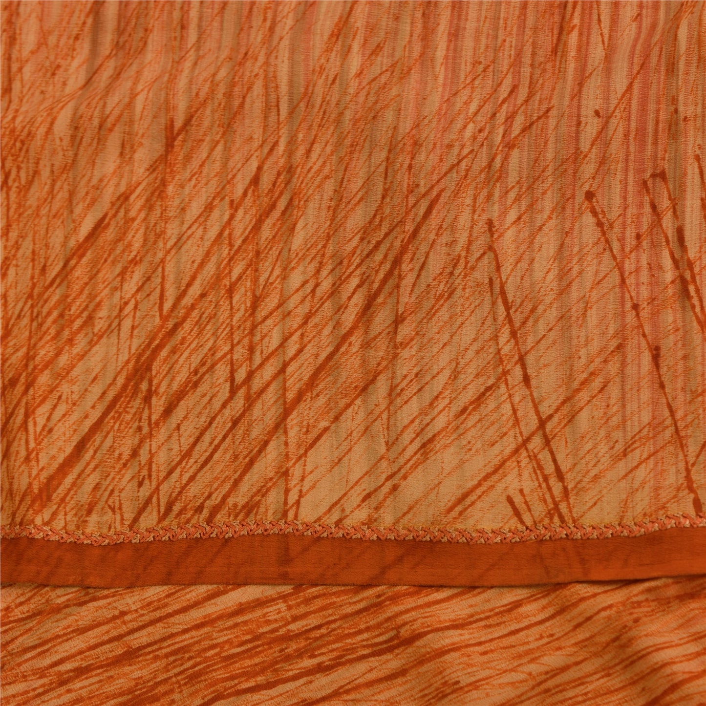 Sanskriti Vintage Printed Pure Crepe Silk Sarees Peach Dress Sari Craft Fabric