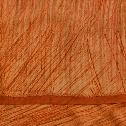 Sanskriti Vintage Printed Pure Crepe Silk Sarees Peach Dress Sari Craft Fabric