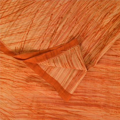 Sanskriti Vintage Printed Pure Crepe Silk Sarees Peach Dress Sari Craft Fabric