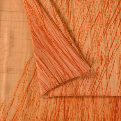 Sanskriti Vintage Printed Pure Crepe Silk Sarees Peach Dress Sari Craft Fabric