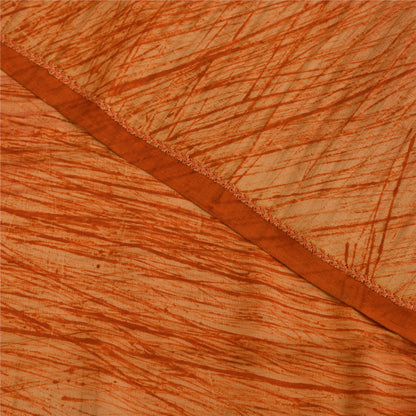 Sanskriti Vintage Printed Pure Crepe Silk Sarees Peach Dress Sari Craft Fabric