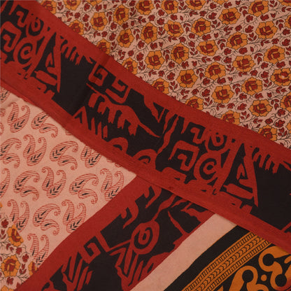 Sanskriti Vintage Indian Printed Pure Crepe Silk Sarees Craft Soft Sari Fabric