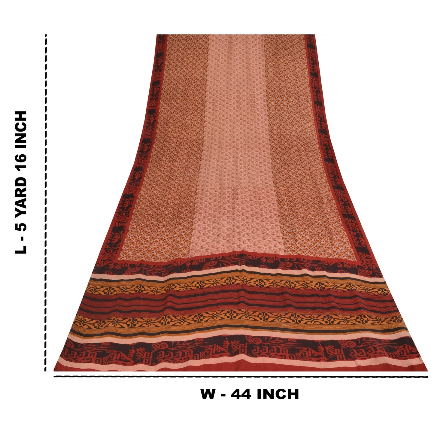 Sanskriti Vintage Indian Printed Pure Crepe Silk Sarees Craft Soft Sari Fabric