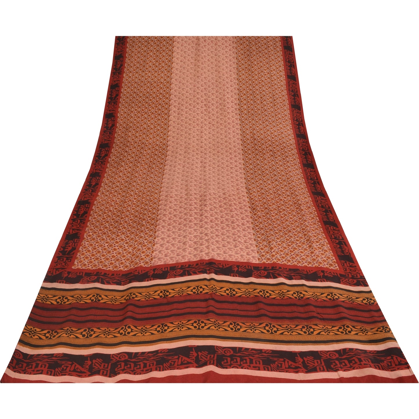 Sanskriti Vintage Indian Printed Pure Crepe Silk Sarees Craft Soft Sari Fabric