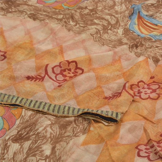 Sanskriti Vintage Multi Color Sarees 100% Pure Crepe Silk Printed Sari Sustainable Fabric
