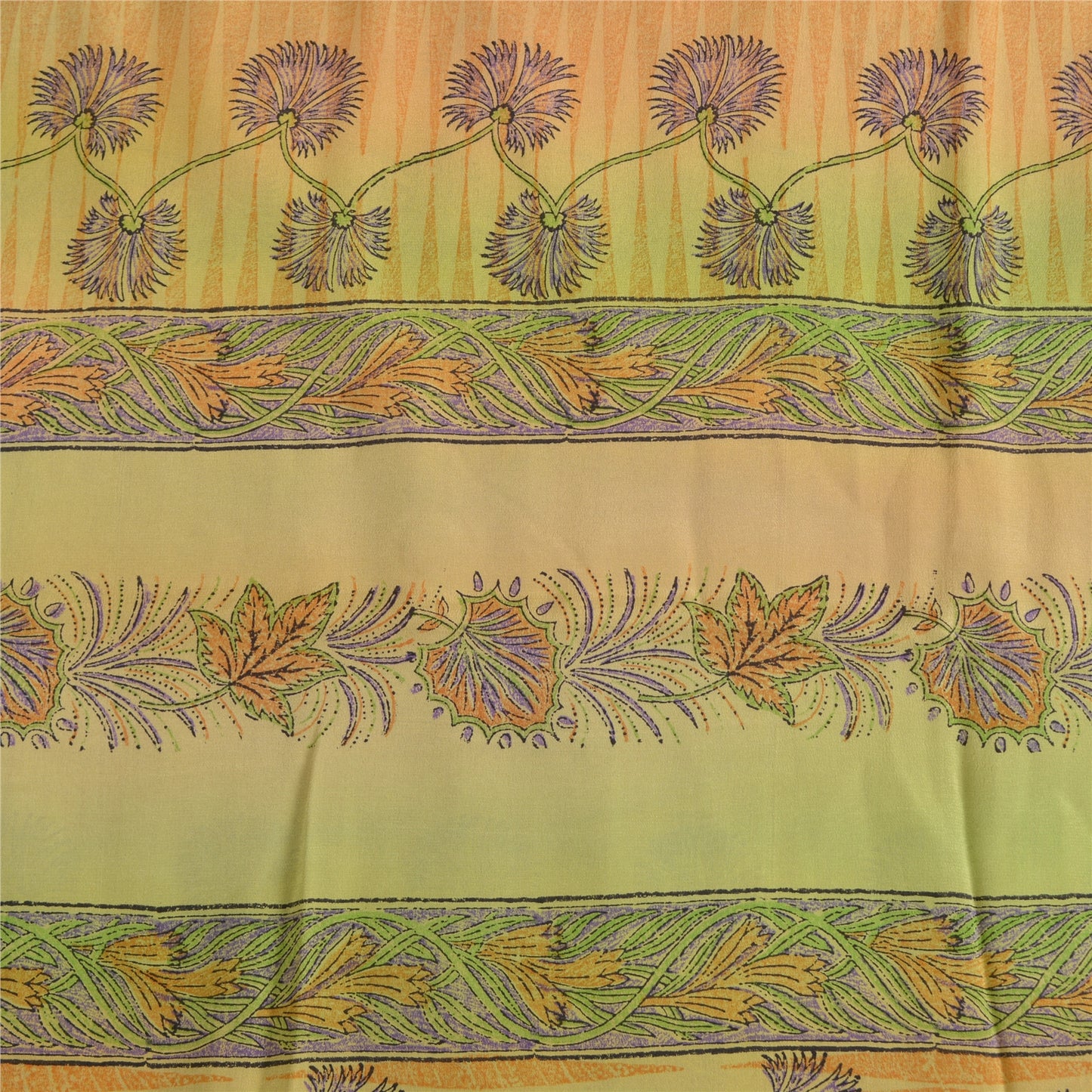 Сари Sanskriti Vintage Green, 100% чистый креп-шелк, напечатанное сари, 5 ярдов, устойчивая ткань