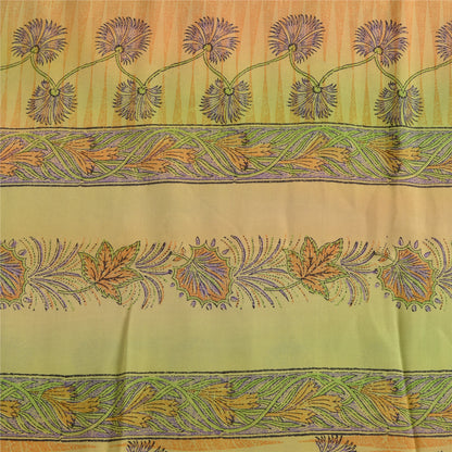Сари Sanskriti Vintage Green, 100% чистый креп-шелк, напечатанное сари, 5 ярдов, устойчивая ткань