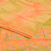 Sanskriti Vintage Sarees Pure Crepe Printed Orange/Green Sari Craft Soft Sustainable Fabric