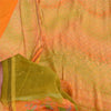 Sanskriti Vintage Sarees Pure Crepe Printed Orange/Green Sari Craft Soft Sustainable Fabric