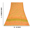 Sanskriti Vintage Sarees Pure Crepe Printed Orange/Green Sari Craft Soft Sustainable Fabric