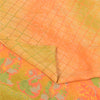 Sanskriti Vintage Sarees Pure Crepe Printed Orange/Green Sari Craft Soft Sustainable Fabric