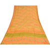 Sanskriti Vintage Sarees Pure Crepe Printed Orange/Green Sari Craft Soft Sustainable Fabric