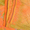 Sanskriti Vintage Sarees Pure Crepe Printed Orange/Green Sari Craft Soft Sustainable Fabric