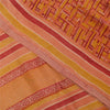 Sanskriti Vintage Orange Indian Sarees Pure Crepe Silk Fabric Printed Sari Craft