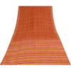 Sanskriti Vintage Orange Indian Sarees Pure Crepe Silk Fabric Printed Sari Craft