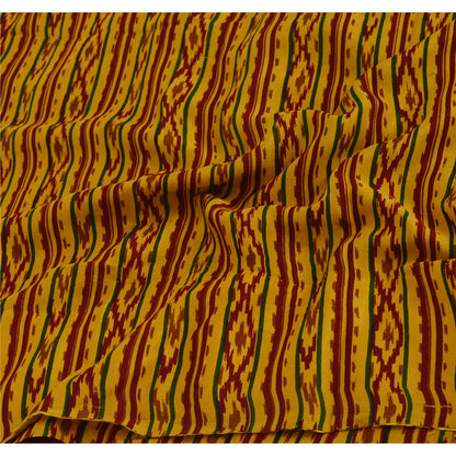 Sanskriti Vintage Indian Printed Sarees 100% Pure Crepe Silk Craft Fabric Sari
