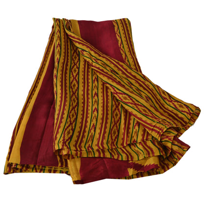Sanskriti Vintage Indian Printed Sarees 100% Pure Crepe Silk Craft Fabric Sari