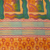 Sanskriti Vintage Saree Yellow Pure Crepe Silk Abstract Printed Sari 6Yd Fabric