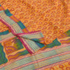 Sanskriti Vintage Saree Yellow Pure Crepe Silk Abstract Printed Sari 6Yd Fabric
