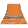 Sanskriti Vintage Saree Yellow Pure Crepe Silk Abstract Printed Sari 6Yd Fabric