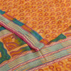 Sanskriti Vintage Saree Yellow Pure Crepe Silk Abstract Printed Sari 6Yd Fabric