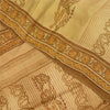Sanskriti Vintage Cream Sarees 100% Pure Crepe Silk Printed Sari Craft Fabric