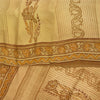 Sanskriti Vintage Cream Sarees 100% Pure Crepe Silk Printed Sari Craft Fabric