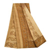 Sanskriti Vintage Cream Sarees 100% Pure Crepe Silk Printed Sari Craft Fabric